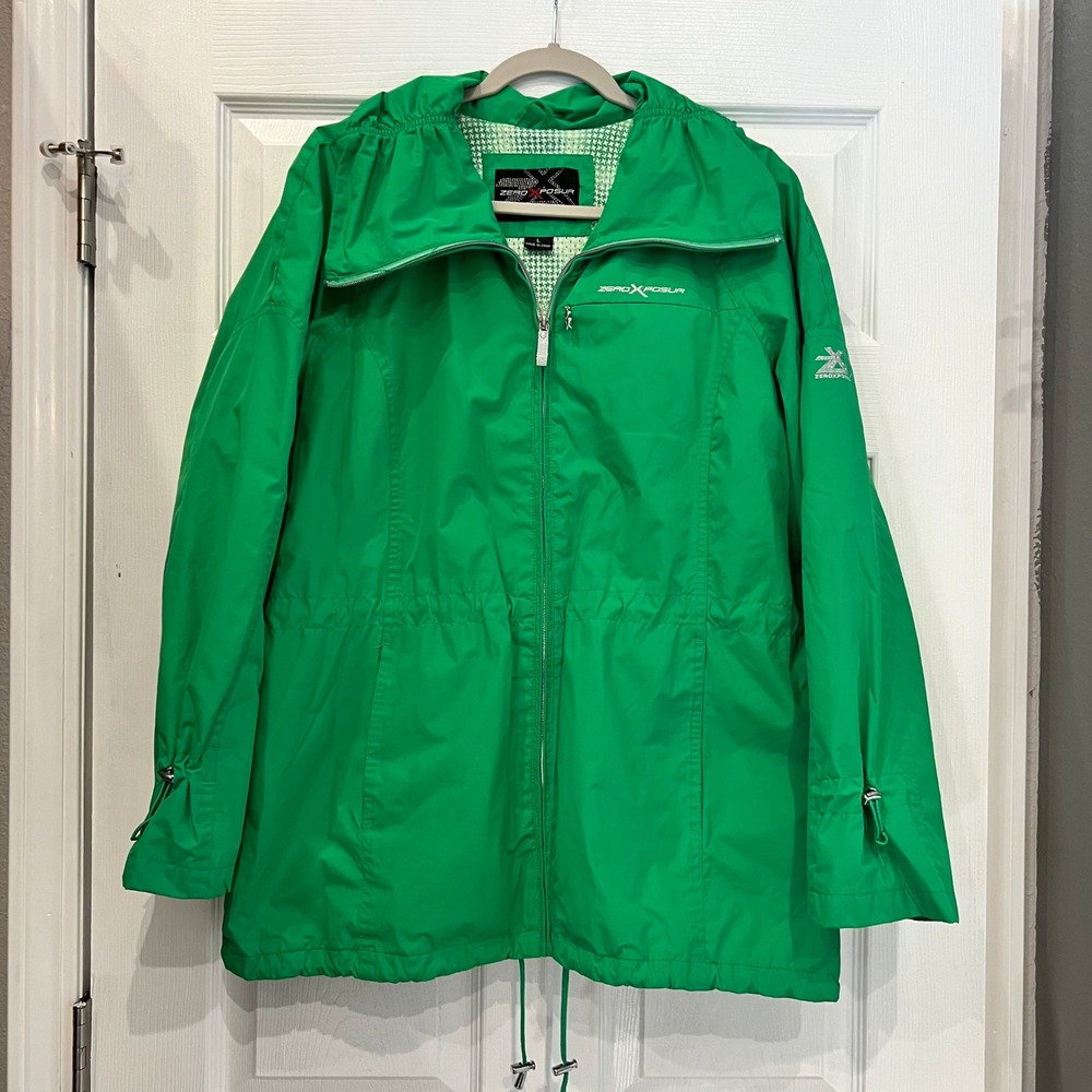 ZeroXposur Windbreaker Jacket Polyester Grass Green Sporty Outdoor Gorpcore L